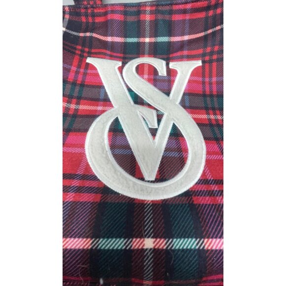 Victorias Secret Red Plaid Tote Bag With Sherpa Detailing & Logo Patch READ - Picture 2 of 8